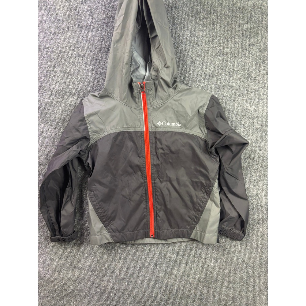 Columbia Windbreaker Jacket Kids XXS 4/5 Grey Full Zip Hooded Outdoor Coat‎